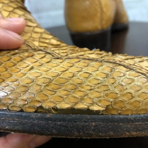 Dan Post Men's Tan Exotic SnakeSkin & Leather Western Boots 11 - Picture 7 of 16